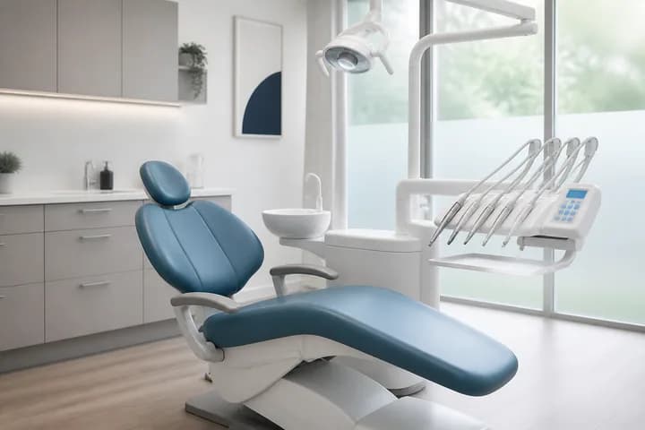 Bright modern dental treatment room with professional equipment